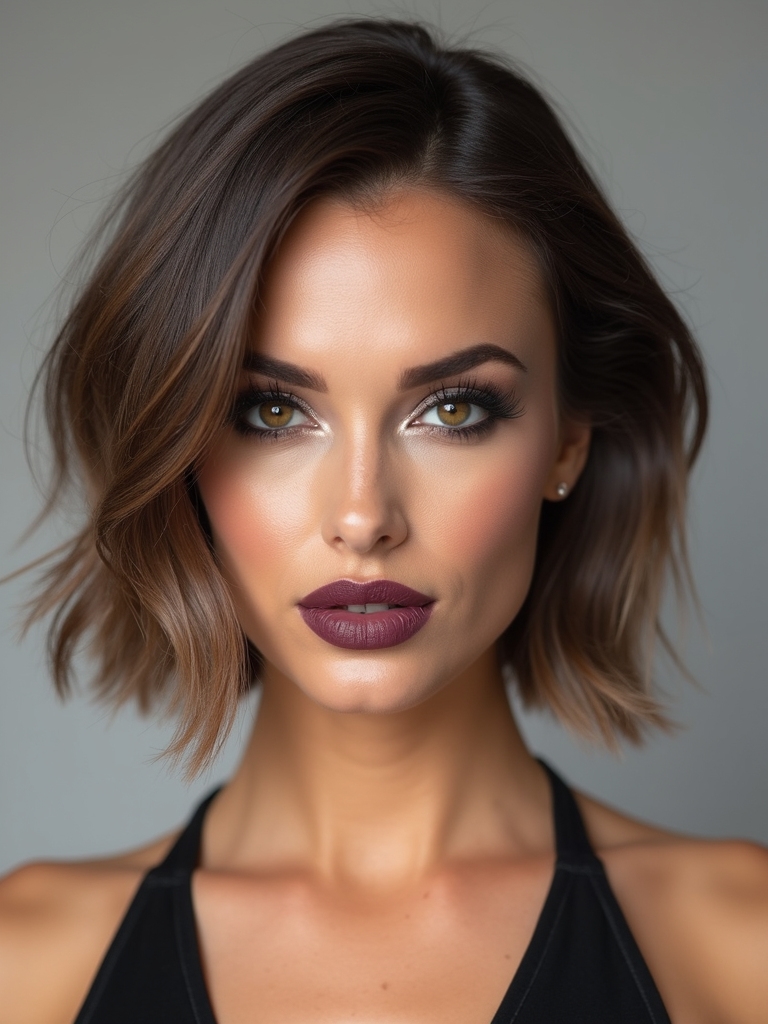 wispy feathered razor cut bob
